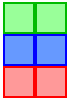 two red tiles, surmounted by 2 blue tiles, surmounted by 2 green tiles